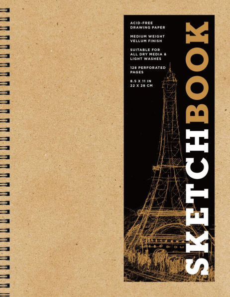 Sketchbook 8.5 x 11" Kraft Spiral Hardcover Mixed Media Sketchbook for Drawing: Acid-Free Quality Paper (128 pages)