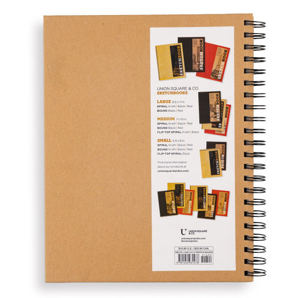 Sketchbook 8.5 x 11" Kraft Spiral Hardcover Mixed Media Sketchbook for Drawing: Acid-Free Quality Paper (128 pages)