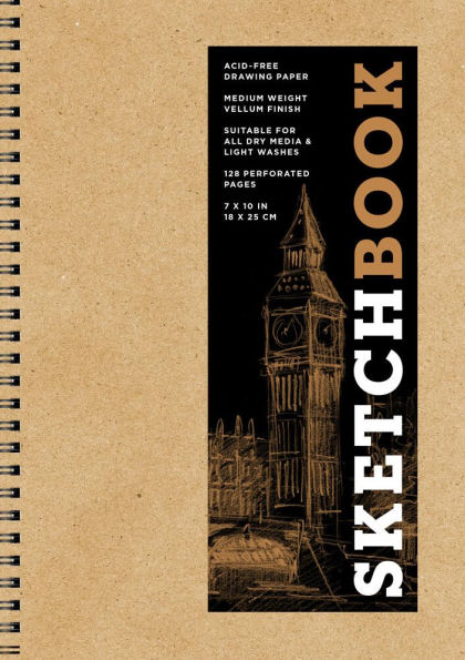 Sketchbook 7 x 10" Kraft Spiral Hardcover Mixed Media Sketchbook for Drawing: Acid-Free Quality Paper (128 pages)