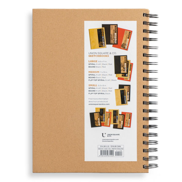 Sketchbook 7 x 10" Kraft Spiral Hardcover Mixed Media Sketchbook for Drawing: Acid-Free Quality Paper (128 pages)