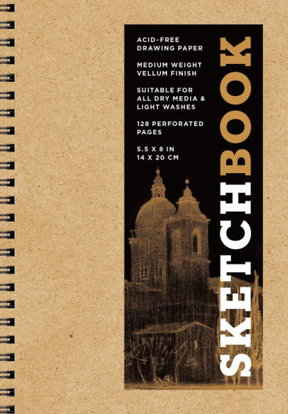 Sketchbook 5.5 x 8" Kraft Spiral Hardcover Mixed Media Sketchbook for Drawing: Acid-Free Quality Paper (128 pages)