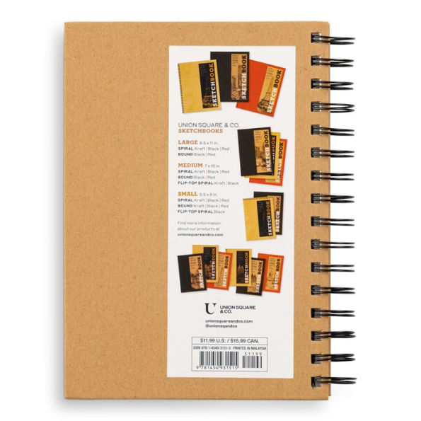 Sketchbook 5.5 x 8" Kraft Spiral Hardcover Mixed Media Sketchbook for Drawing: Acid-Free Quality Paper (128 pages)