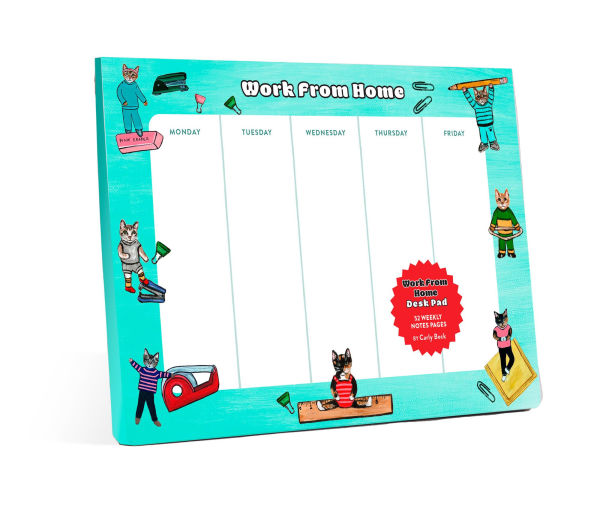 Work from Home Desk Pad: Cat Notepad & To Do List Pad, 52 Sheets, 6.75 x 9.75-inches