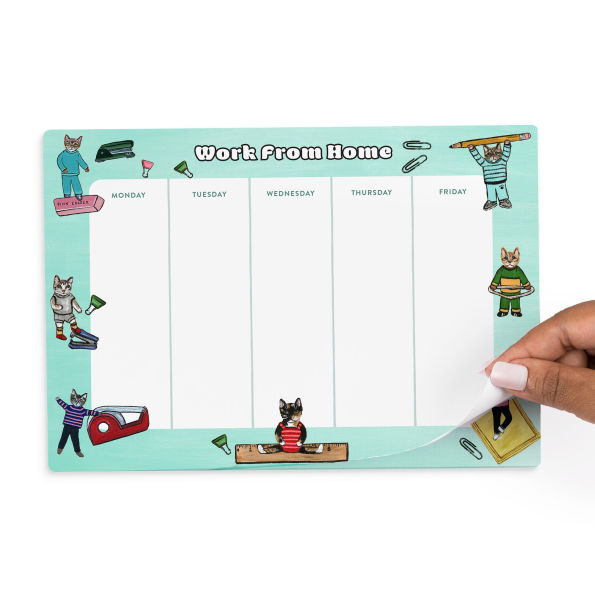 Work from Home Desk Pad: Cat Notepad & To Do List Pad, 52 Sheets, 6.75 x 9.75-inches