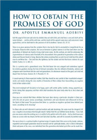 Title: How to Obtain the Promises of God, Author: Apostle Emmanuel Adebiyi Dr