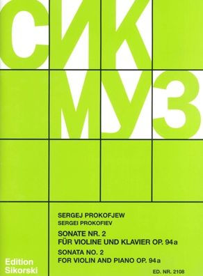 Sonata No. 2, Op. 94a: Violin and Piano