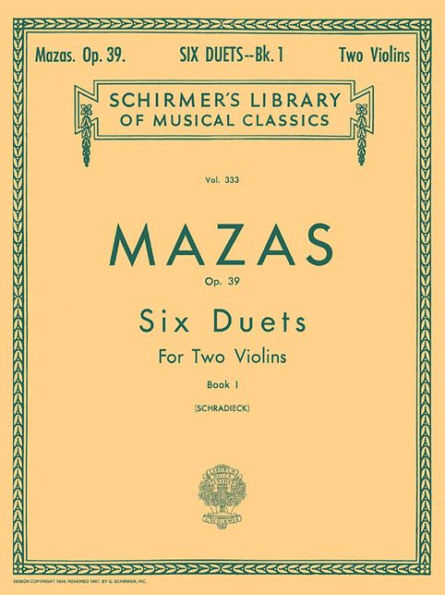 6 Duets, Op. 39 - Book 1: Schirmer Library of Classics Volume 333
