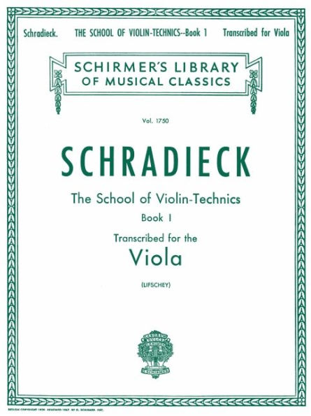 School of Violin Technics, Op. 1 - Book 1: Schirmer Library of Classics Volume 1750 Viola Method