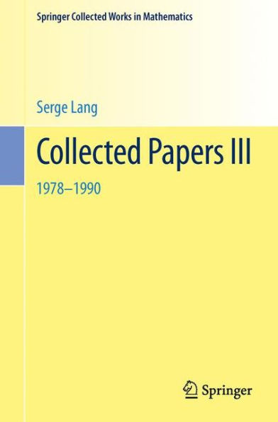 Collected Papers III: 1978-1990 / Edition 1