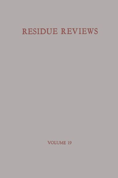 Residue Reviews/Rï¿½ckstandsberichte