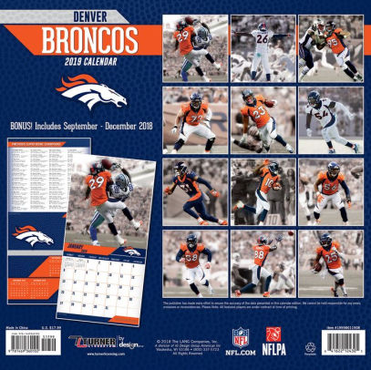 2019 Denver Broncos Team Wall Calendar by NFL | 9781469360102 | Item ...