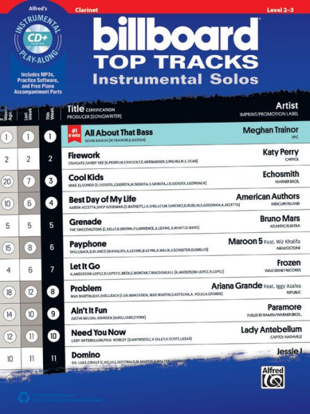 Billboard Top Tracks Instrumental Solos: Clarinet, Book & CD
