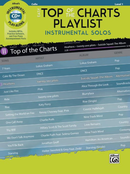 Easy Top of the Charts Playlist Instrumental Solos for Strings: Cello, Book & CD