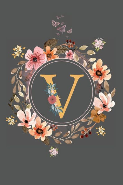 Initial Letter V Floral Flower Notebook: A Simple Initial Letter Floral Themed Lined Notebook