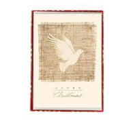Gold Dove on Burlap Christmas Boxed Cards