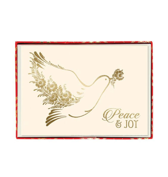 Rose Gold Peace and Joy Dove Christmas Boxed Cards