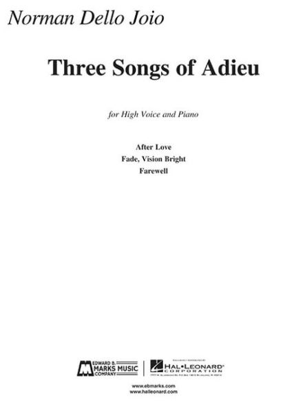 Norman Dello Joio - Three Songs of Adieu: High Voice and Piano