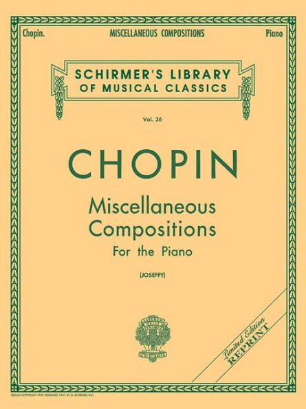 Miscellaneous Compositions: Schirmer Library of Classics Volume 36 Piano Solo