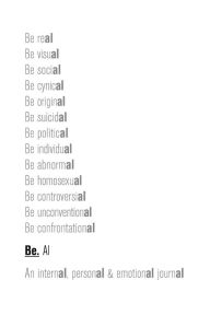 Title: Be.: An internal, personal & emotional journal, Author: Al