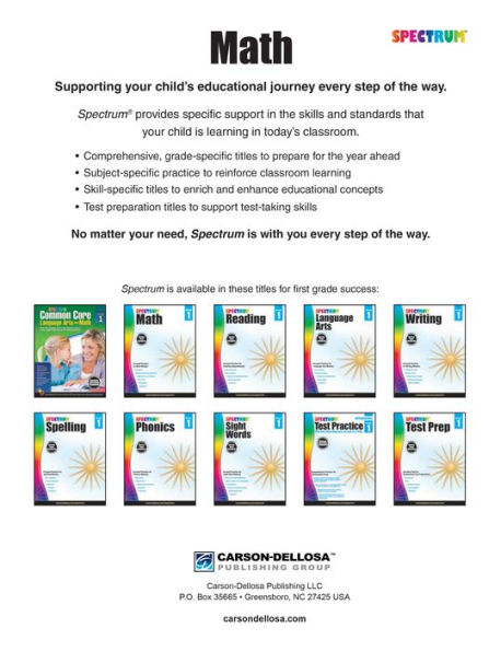 Spectrum Math Workbook, Grade 1