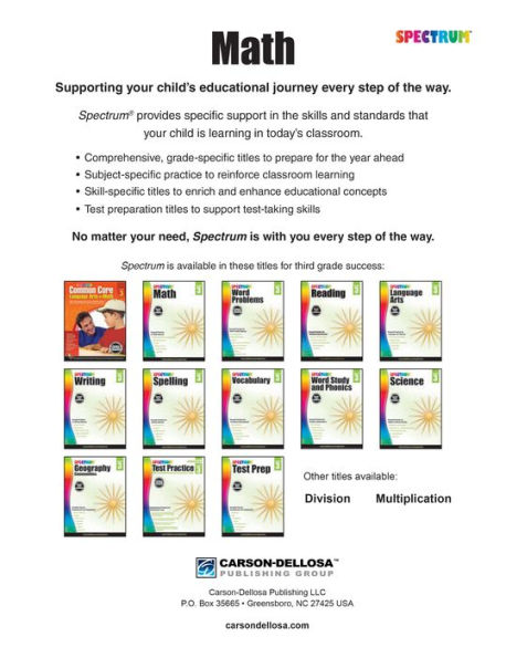 Spectrum Math Workbook, Grade 3