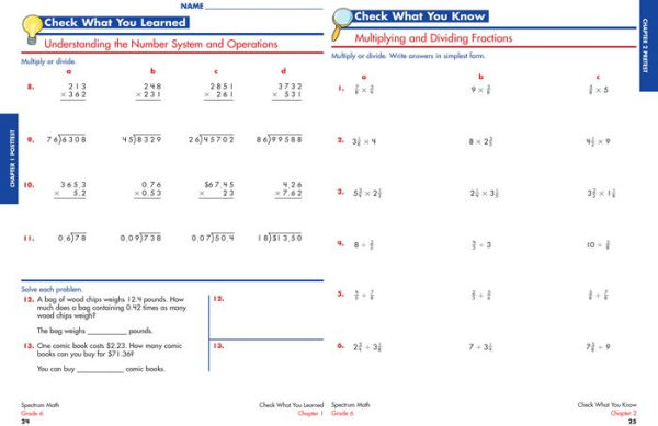 Spectrum Math Workbook, Grade 6