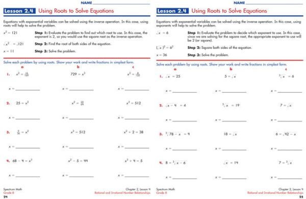 Spectrum Math Workbook, Grade 8