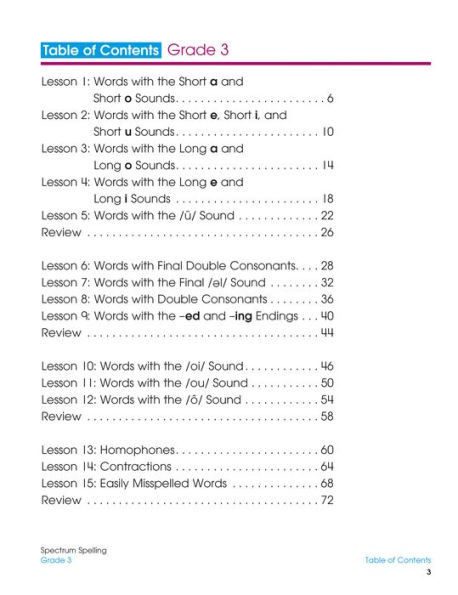 Spectrum Spelling, Grade 3