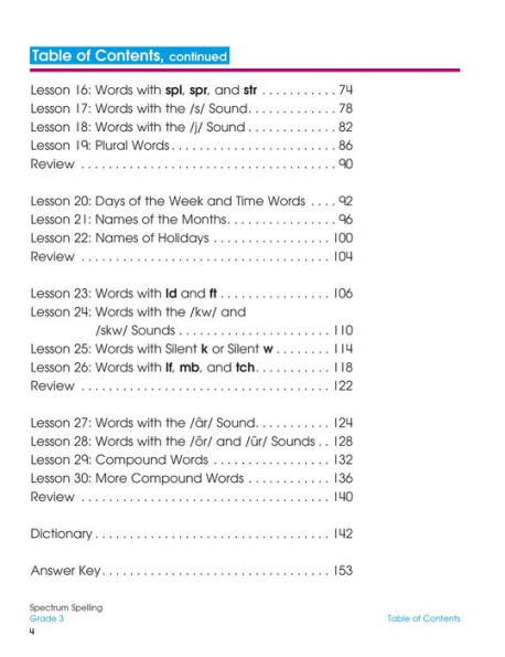 Spectrum Spelling, Grade 3