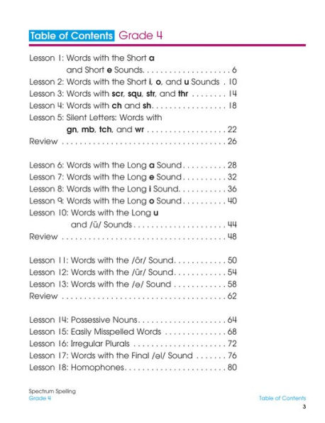 Spectrum Spelling, Grade 4