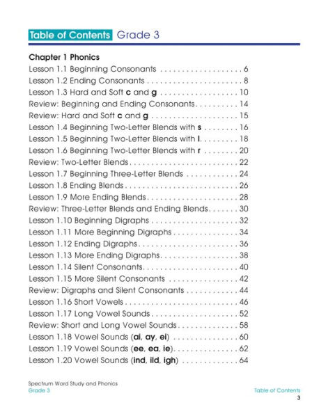 Spectrum Word Study and Phonics, Grade 3