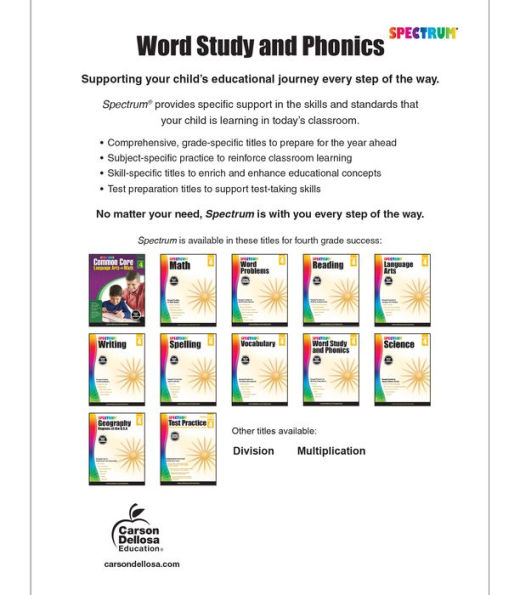 Spectrum Word Study and Phonics, Grade 4