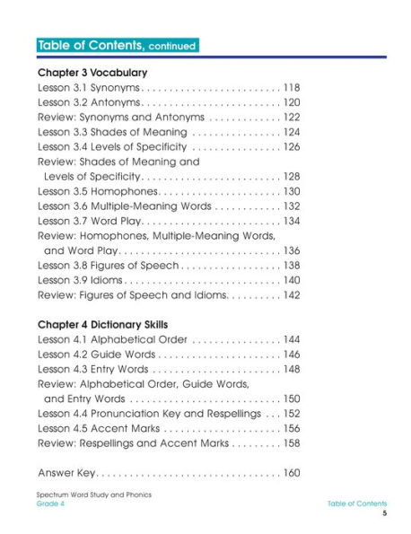 Spectrum Word Study and Phonics, Grade 4