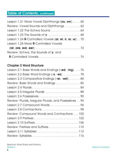 Spectrum Word Study and Phonics, Grade 4