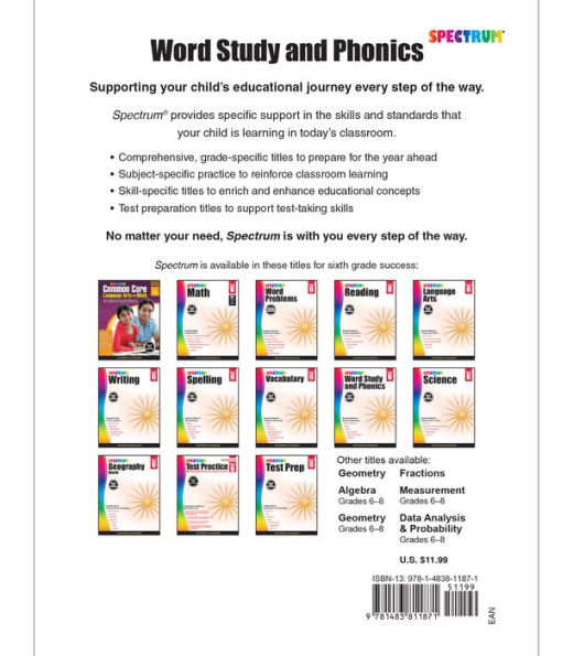 Spectrum Word Study and Phonics, Grade 6