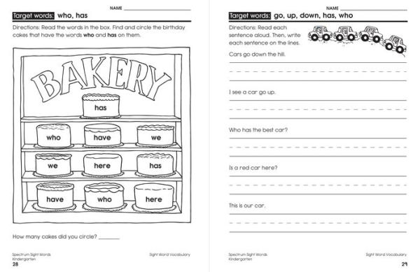 Spectrum Sight Words, Grade K