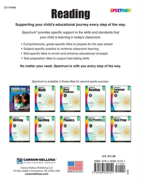 Spectrum Reading Workbook, Grade 2