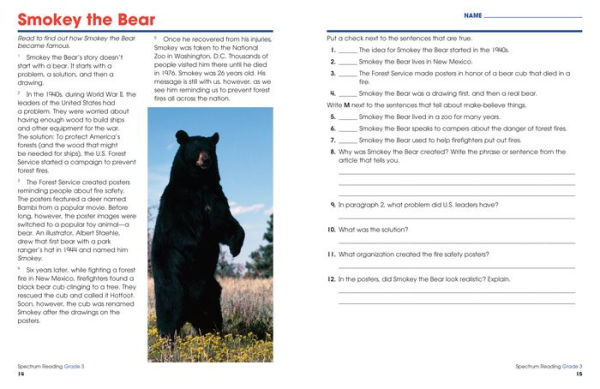 Spectrum Reading Workbook, Grade 3