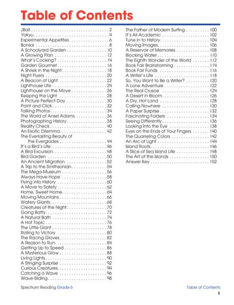 Spectrum Reading, Grade 6