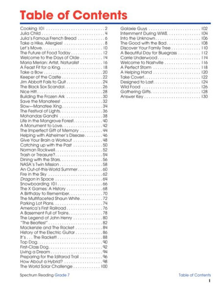 Spectrum Reading G.7 Workbook, Grade 7