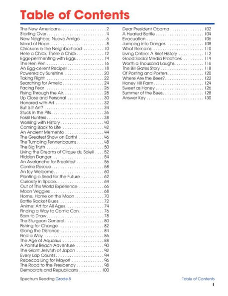 Spectrum Reading Workbook, Grade 8