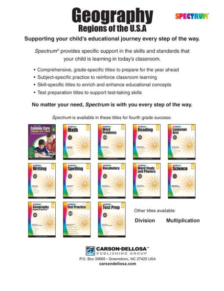 Spectrum Geography, Grade 4: Regions of the U.S.A.