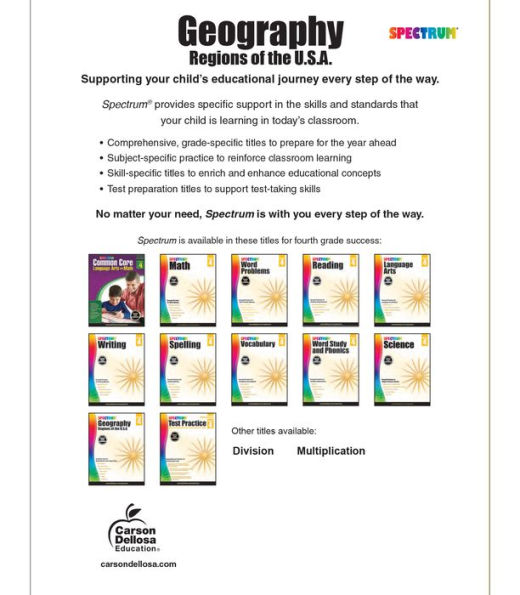 Spectrum Geography, Grade 4: Regions of the U.S.A.
