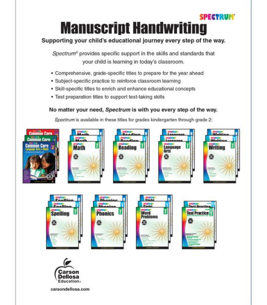 Spectrum Manuscript Handwriting, Grades K - 2