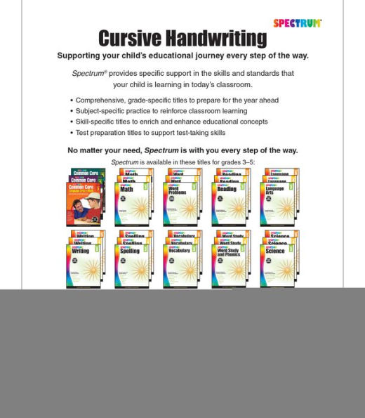 Spectrum Cursive Handwriting, Grades 3 - 5