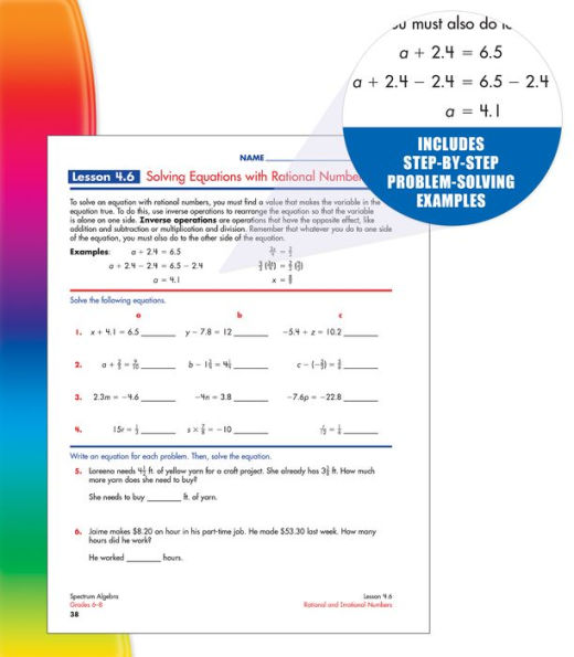 Spectrum Algebra, Grades 6-8