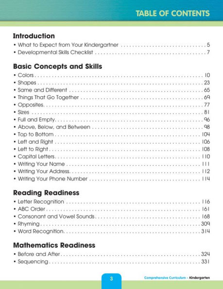 Comprehensive Curriculum of Basic Skills, Grade K