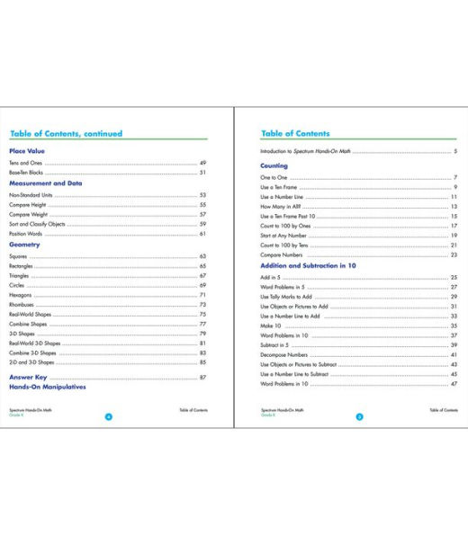 Spectrum Hands-On Math , Grade K