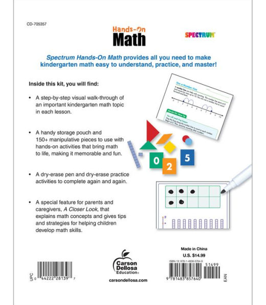 Spectrum Hands-On Math , Grade K