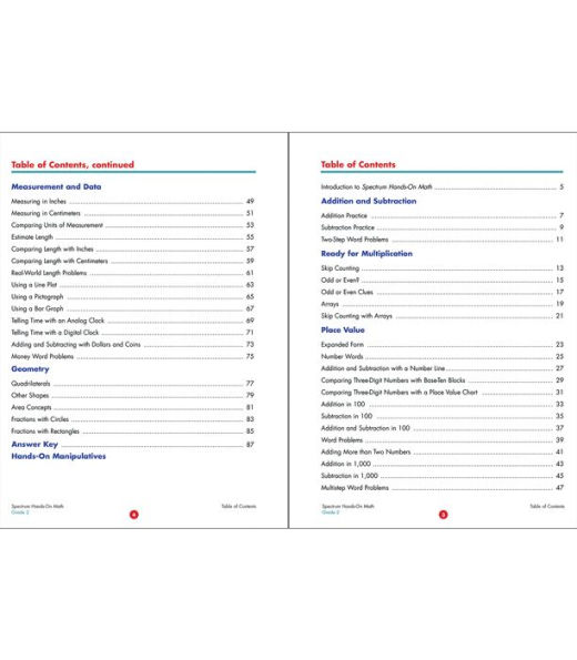 Spectrum Hands-On Math , Grade 2